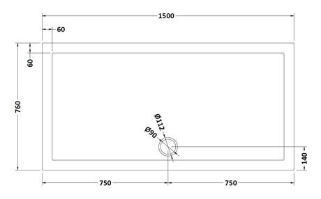 Rectangular Slimline Shower Tray 1500 x 760mm