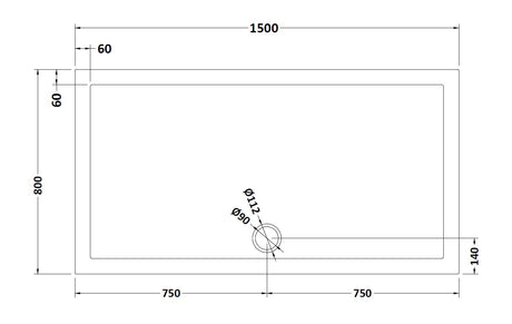 Rectangular Slimline Shower Tray 1500 x 800mm