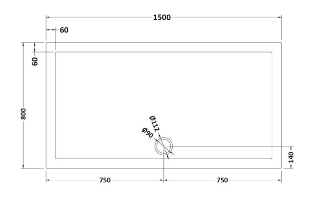 Rectangular Slimline Shower Tray 1500 x 800mm