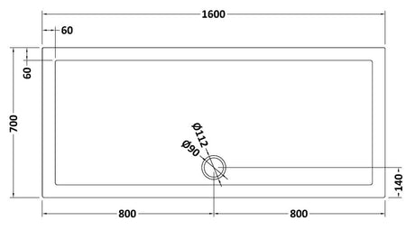 Rectangular Slimline Shower Tray 1600 x 700mm