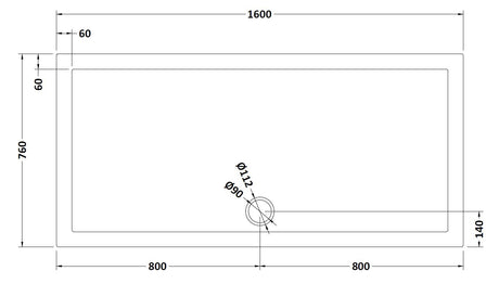Rectangular Slimline Shower Tray 1600 x 760mm