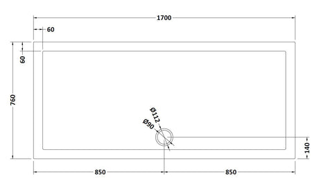 Rectangular Slimline Shower Tray 1700 x 760mm