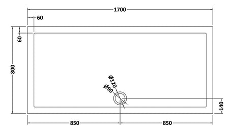 Rectangular Slimline Shower Tray 1700 x 800mm