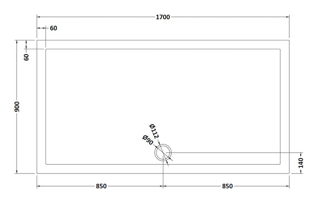 Rectangular Slimline Shower Tray 1700 x 900mm
