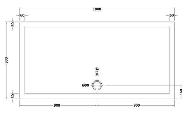 Rectangular Slimline Shower Tray 1800 x 900mm