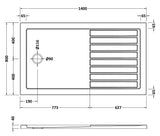 Rectangular Walk-In Slimline Shower Tray 1400 x 800mm