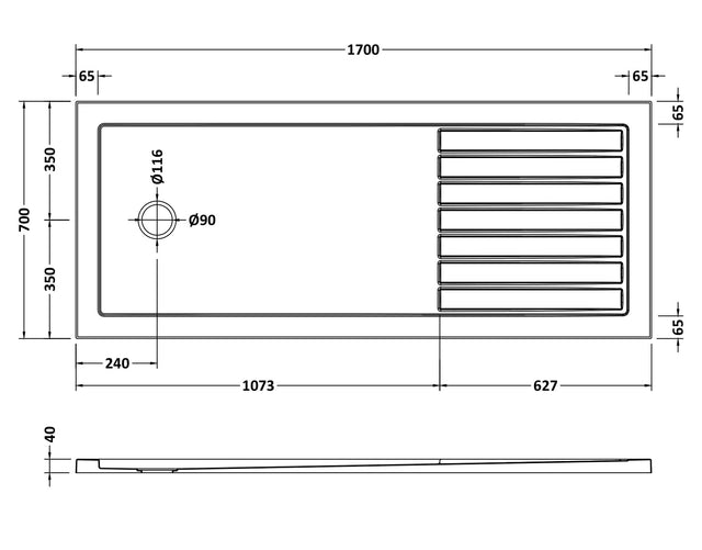 Rectangular Walk-In Slimline Shower Tray 1700 x 700mm