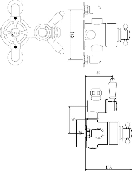 White Topaz Twin Thermostatic Shower Valve
