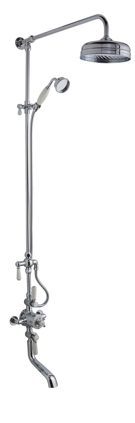 White Topaz Triple Thermostatic Shower Valve With Rigid Riser