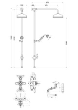 White Topaz Triple Thermostatic Shower Valve With Rigid Riser