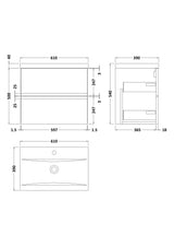 Hudson Reed Urban 600mm Wall Hung 2 Drawer Vanity Unit With Basin