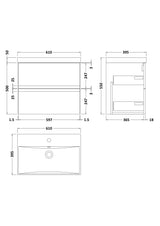 Hudson Reed Urban 600mm Satin White Wall Hung 2 Drawer Vanity Unit with Basin