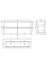 Hudson Reed Urban 1200mm Wall Hung Vanity Unit With Double Ceramic Basin