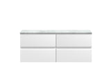 Hudson Reed Urban 1200mm Satin White Wall Hung 4-Drawer Unit With Laminate Worktop