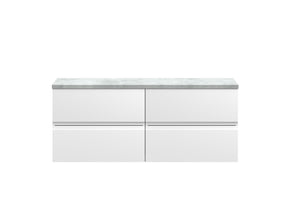 Hudson Reed Urban 1200mm Satin White Wall Hung 4-Drawer Unit With Laminate Worktop