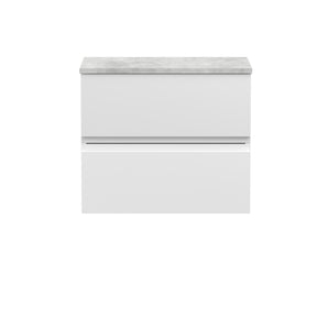 Hudson Reed Urban 600mm Satin White Wall Hung 2 Drawer Vanity Unit With Laminate Worktop