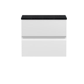 Hudson Reed Urban 600mm Satin White Wall Hung Vanity Unit With Soft Close Drawers With Laminate Worktop