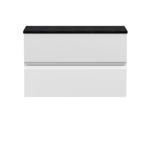 Hudson Reed Urban 800mm Satin White Wall Hung 2 Drawer Vanity Unit With Laminate Worktop