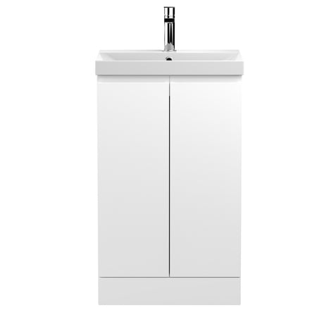 Hudson Reed Urban 500mm Satin White Floor Standing 2 Door Vanity Unit with Thin-Edge Basin