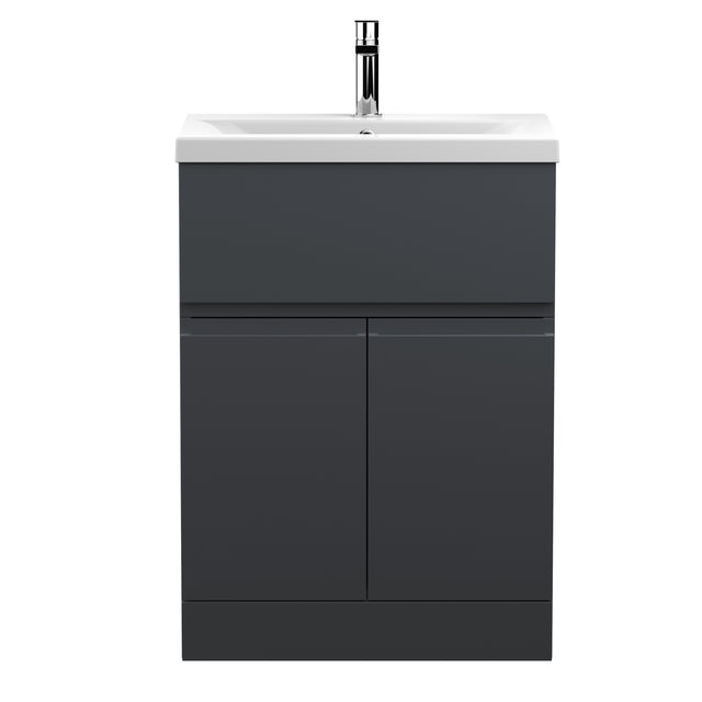 Hudson Reed Urban 600mm Soft Black 2 Door 1 Drawer Floor Standing Vanity Unit With Ceramic Basin