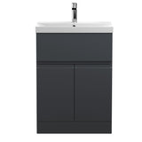 Hudson Reed Urban 600mm Floor Standing 2 Door 1 Drawer Vanity Unit With Thin-Edge Ceramic Basin, Soft Close