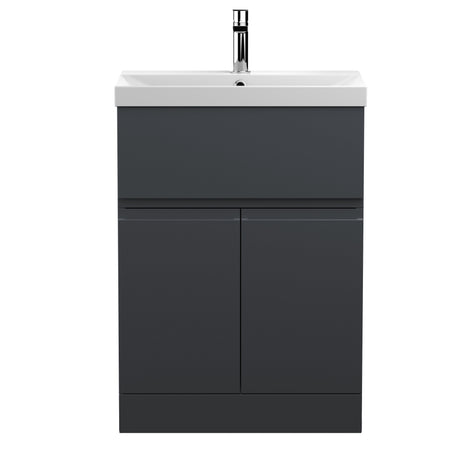 Hudson Reed Urban 600mm Floor Standing 2 Door 1 Drawer Vanity Unit With Thin-Edge Ceramic Basin, Soft Close