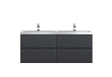 Hudson Reed Urban 1200mm Soft Black Wall Hung Vanity Unit With Double Polymarble Basin