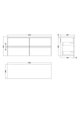 Hudson Reed Urban 1205mm Wall Hung 4-Drawer Unit With Laminate Worktop