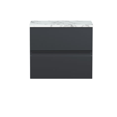 Hudson Reed Urban 600mm Soft Black Wall Hung 2-Drawer Unit With Laminate Worktop