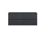 Hudson Reed Urban 1205mm Soft Black Wall Hung 4 Drawer Vanity Unit With Worktop