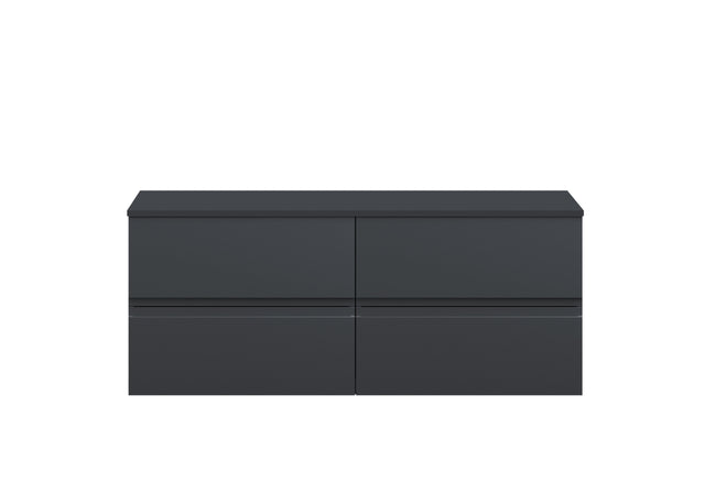 Hudson Reed Urban 1205mm Soft Black Wall Hung 4 Drawer Vanity Unit With Worktop