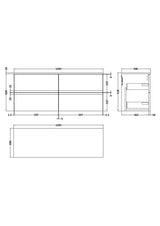 Hudson Reed Urban 1205mm Soft Black Wall Hung 4 Drawer Vanity Unit With Worktop