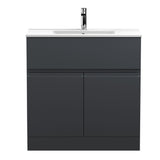 Hudson Reed Urban 800mm Soft Black Floor Standing 2 Door Vanity Unit With Ceramic Basin