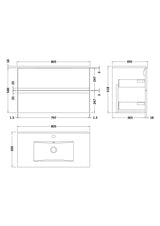 Hudson Reed Urban 800mm Soft Black Wall Hung 2 Drawer Soft Close Vanity Unit with Basin