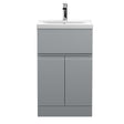 Hudson Reed Urban 500mm Satin Grey Floor Standing 2 Door 1 Drawer Vanity Unit with Mid-Edge Basin