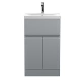 Hudson Reed Urban 500mm Satin Grey Floor Standing 2 Door 1 Drawer Vanity Unit with Mid-Edge Basin