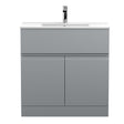 Hudson Reed Urban 800mm Satin Grey Floor Standing 2 Door 1 Drawer Vanity Unit With Basin