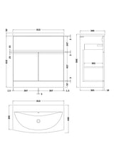 Urban Floor Standing 2 Door Vanity Unit with Curved Basin 800mm