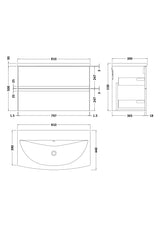 Hudson Reed Urban 800mm Wall Hung 2 Drawer Vanity Unit with Curved Basin
