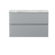 Hudson Reed Urban 805mm Satin Grey Wall Hung 2 Drawer Vanity Unit With Soft Close Drawers & Laminate Worktop