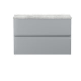 Hudson Reed Urban 805mm Satin Grey Wall Hung 2 Drawer Vanity Unit With Soft Close Drawers & Laminate Worktop