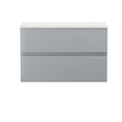 Hudson Reed Urban 800mm Satin Grey Wall Hung 2 Drawer Vanity Unit With Laminate Worktop