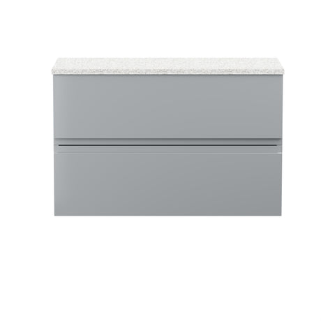 Hudson Reed Urban 800mm Satin Grey Wall Hung 2 Drawer Vanity Unit With Laminate Worktop
