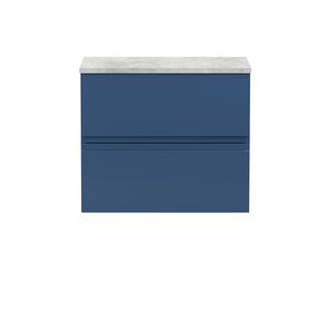 Hudson Reed Urban 600mm Satin Blue Wall Hung 2 Drawer Vanity Unit With Laminate Worktop