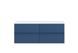 Hudson Reed Urban 1200mm Satin Blue Wall Hung 4-Drawer Unit With Laminate Worktop
