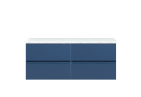 Hudson Reed Urban 1200mm Satin Blue Wall Hung 4-Drawer Unit With Laminate Worktop