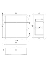 Hudson Reed Urban 800mm Floor Standing 2 Door Vanity Unit with Thin-Edge Basin