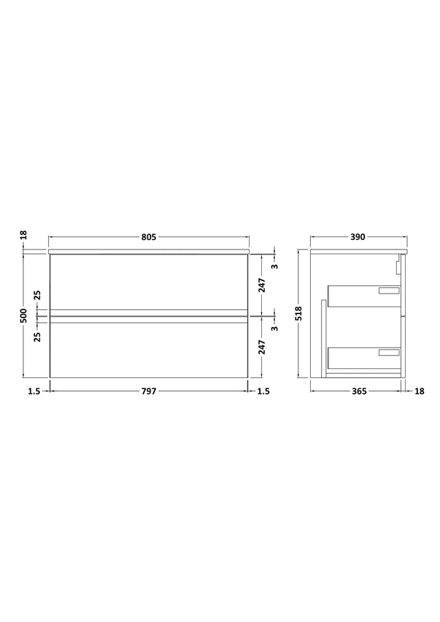 Hudson Reed Urban 800mm Vanity Unit With Worktop