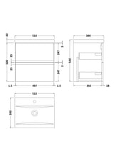 Urban 500mm Wall Hung 2-Drawer Unit and Mid-Edge Basin 1 Tap Hole