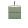 Hudson Reed Urban 500mm Satin Green Wall Hung 2-Drawer Vanity Unit with Basin and 1 Tap Hole